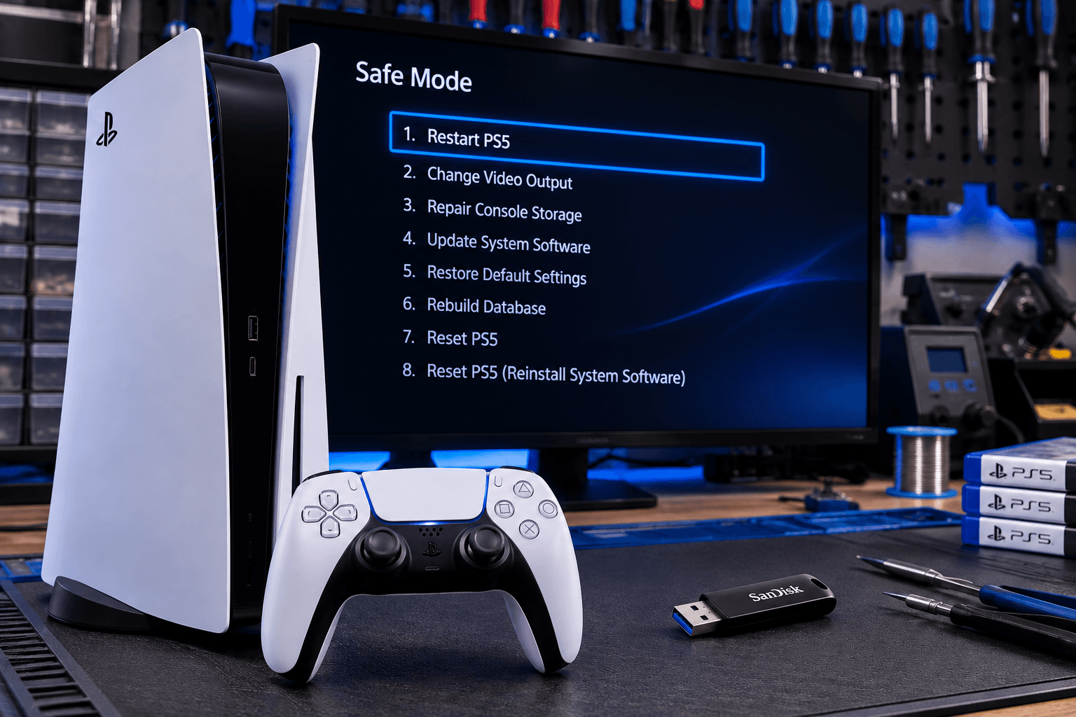 PS5 Safe Mode update i reinstalacija sistema preko USB uređaja